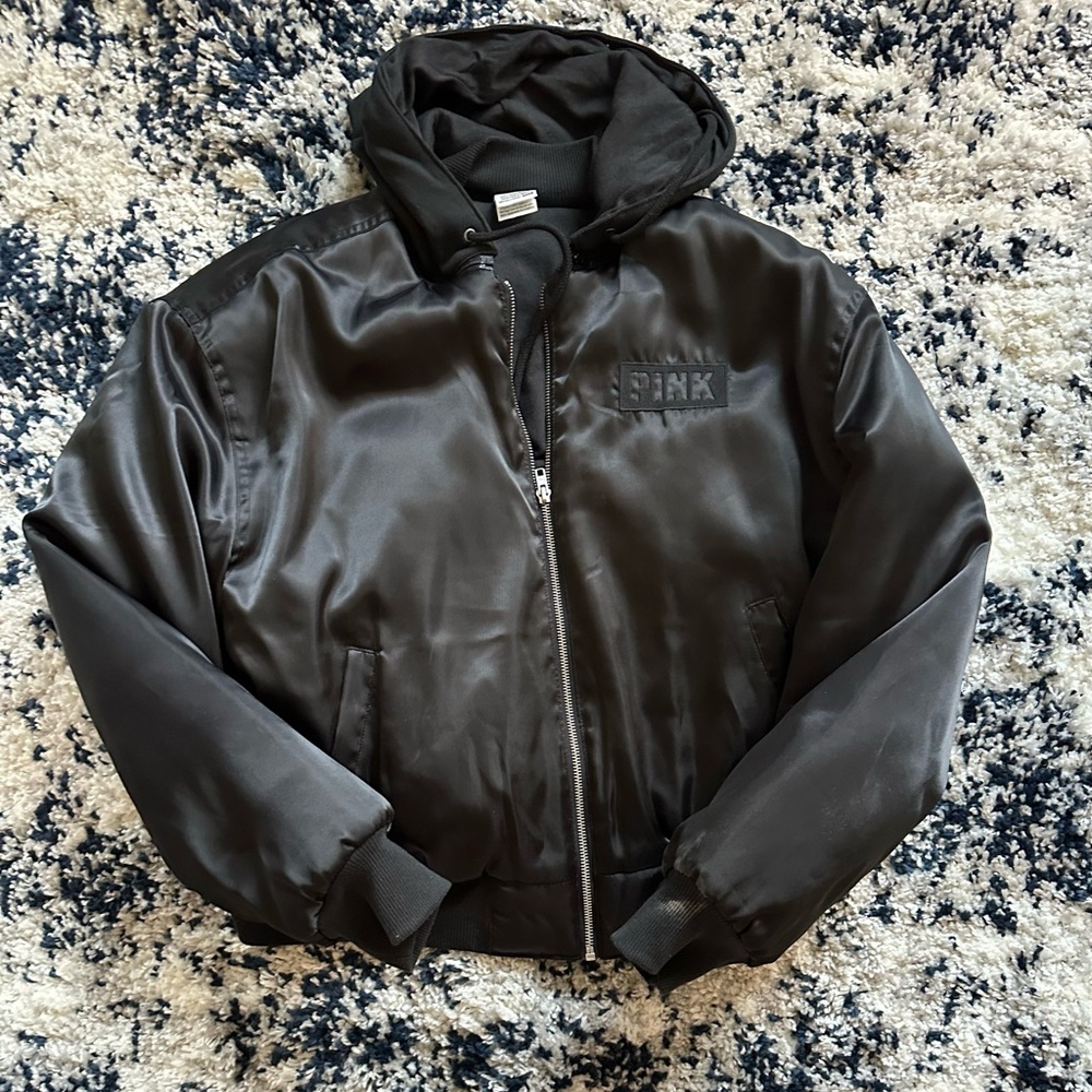 PINK Victoria's Secret Black Bomber Jacket